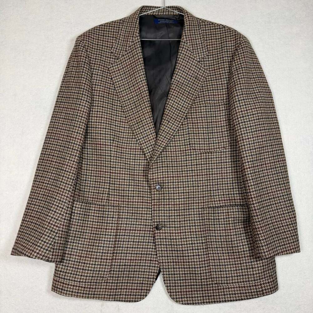 Vintage Brooks Brothers Blazer Men 44R Houndstooth Tweed Sport Coat Jacket USA